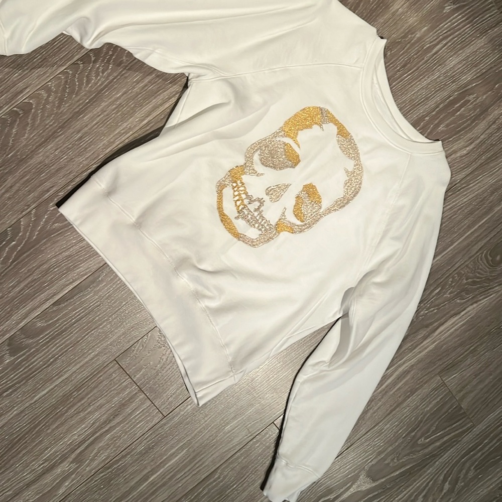Zadig & Voltaire women’s Glitter Skull Sweatshirt Metallic Embroidered Size M